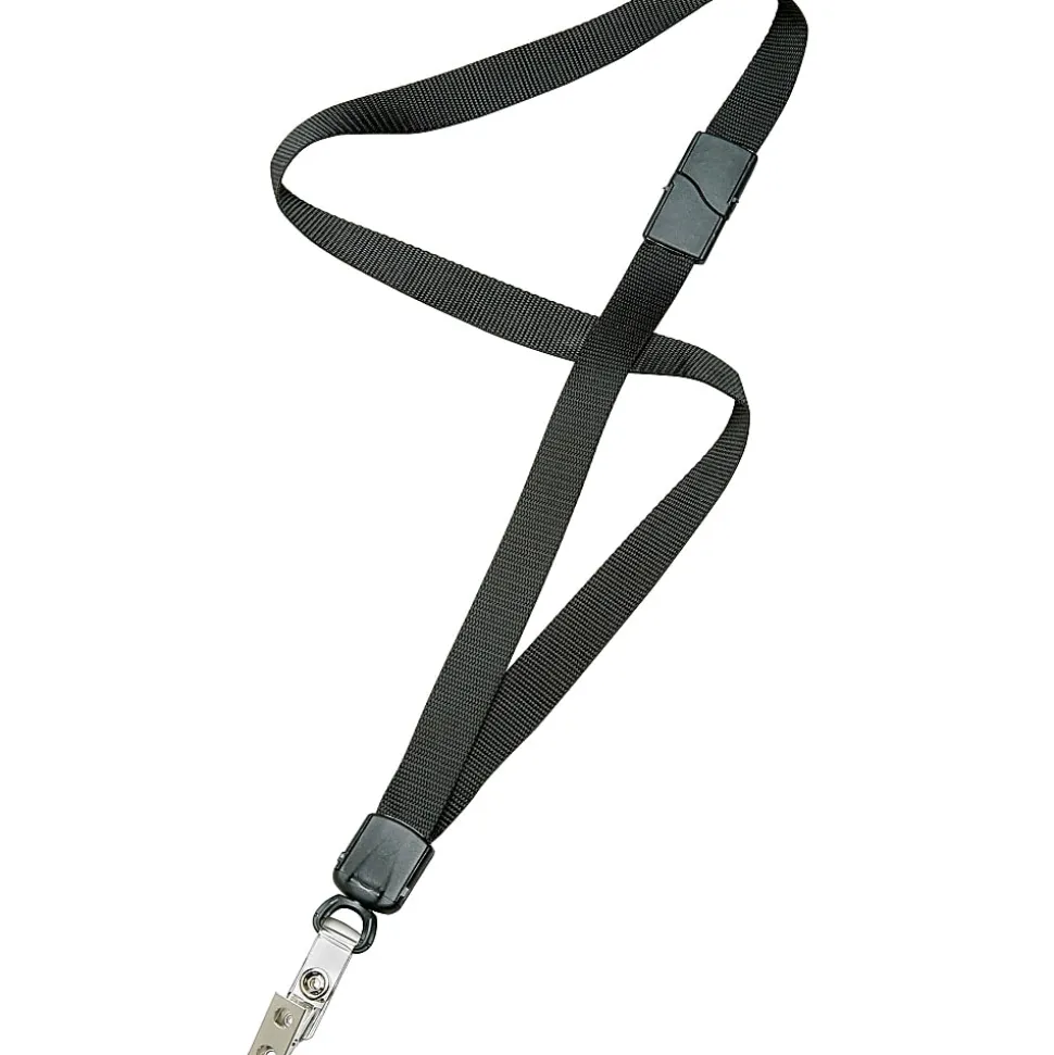 SKILCRAFT® Deluxe Lanyard With Bulldog Clip, 36", Black, Pack Of 12 (AbilityOne 8455-01-613-0200)