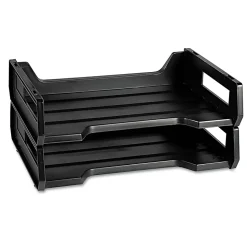 SKILCRAFT Desk Trays, Letter-Size, Black, Pack Of 2 (AbilityOne 7520-01-094-4307)