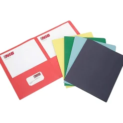 SKILCRAFT® Double-Pocket Portfolios, 30% Recycled, Assorted Colors, Box Of 15 (AbilityOne 7510-01-316-2302)
