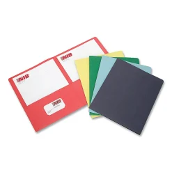 SKILCRAFT® Double-Pocket Portfolios, 30% Recycled, Assorted Colors, Box Of 15 (AbilityOne 7510-01-316-2302)