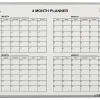 SKILCRAFT® Dry-Erase 4 Month Planner Whiteboard, 24" x 36", Aluminum Frame With Silver Finish (AbilityOne 7110 01 555 0295)