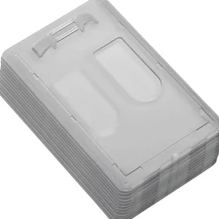SKILCRAFT® Dual-ID Card Holders, 2-1/4" x 3-7/16", White, Pack Of 12 Holders