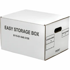 SKILCRAFT® Easy Storage Boxes With Lift-Off Lids, Letter/Legal Size, 12" x 12" x 9 1/2", White, Case Of 12 (AbilityOne 8115 01 646 3158)