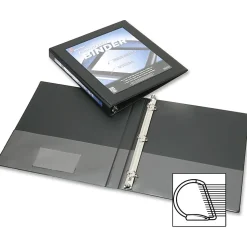 SKILCRAFT® Frame View 3-Ring Binder, 1/2" D-Rings, 45% Recycled, Black (AbilityOne 7510-01-462-1384)