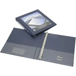 SKILCRAFT® Frame View 3-Ring Binder, 1/2" D-Rings, 45% Recycled, Blue (AbilityOne 7510-01-462-1383)