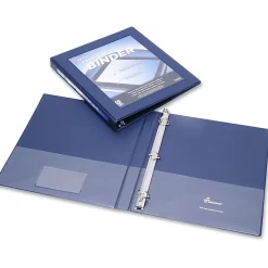 SKILCRAFT® Frame View 3-Ring Binder, 1/2" D-Rings, 45% Recycled, Blue (AbilityOne 7510-01-462-1383)