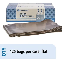 SKILCRAFT Heavy-Duty Dark Brown Trash Bags, 33 Gallons, Box Of 125 (AbilityOne 8105-01-183-9769)