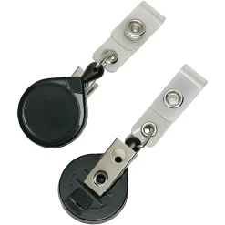 SKILCRAFT® Heavy-Duty Retractable ID Card Reel, 4"H x 4"W x 6"L, Black, Case Of 12