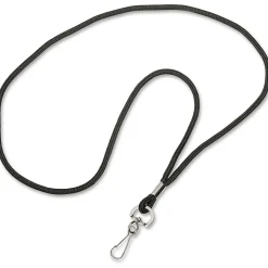 SKILCRAFT® Lanyard With J-Hook, 36", Black, Pack Of 12 (AbilityOne 8455-01-645-2730)