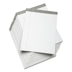 SKILCRAFT® Linen Top Writing Pads, 8 1/2" x 11", White, 50 Sheets, Pack Of 12 (AbilityOne 7530-01-447-1353)