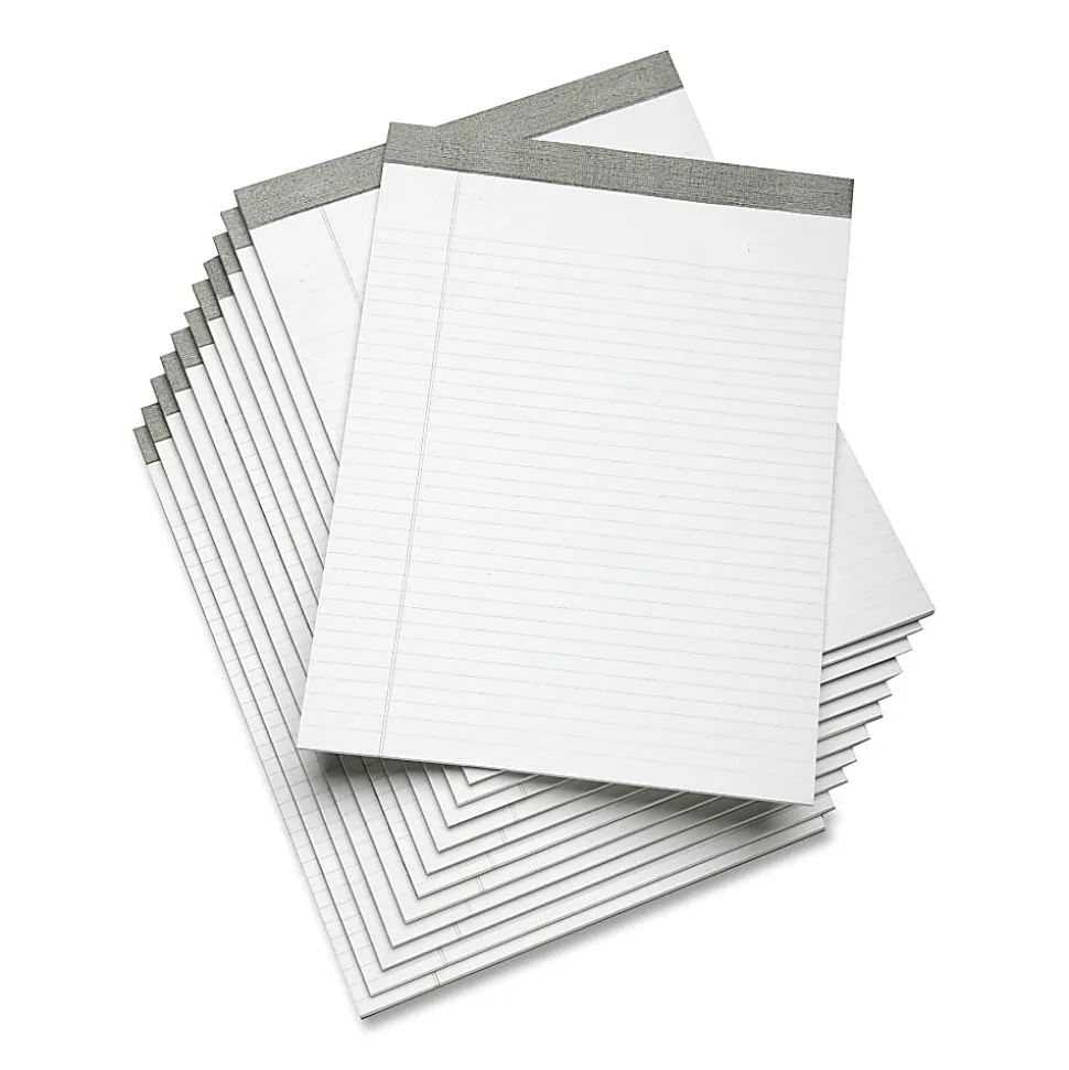 SKILCRAFT® Linen Top Writing Pads, 8 1/2" x 11", White, 50 Sheets, Pack Of 12 (AbilityOne 7530-01-447-1353)