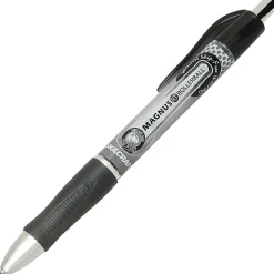 SKILCRAFT® Magnus Retractable Rollerball Pens, Needle Point, 0.5 mm, Black Barrel, Black Ink, Pack Of 12