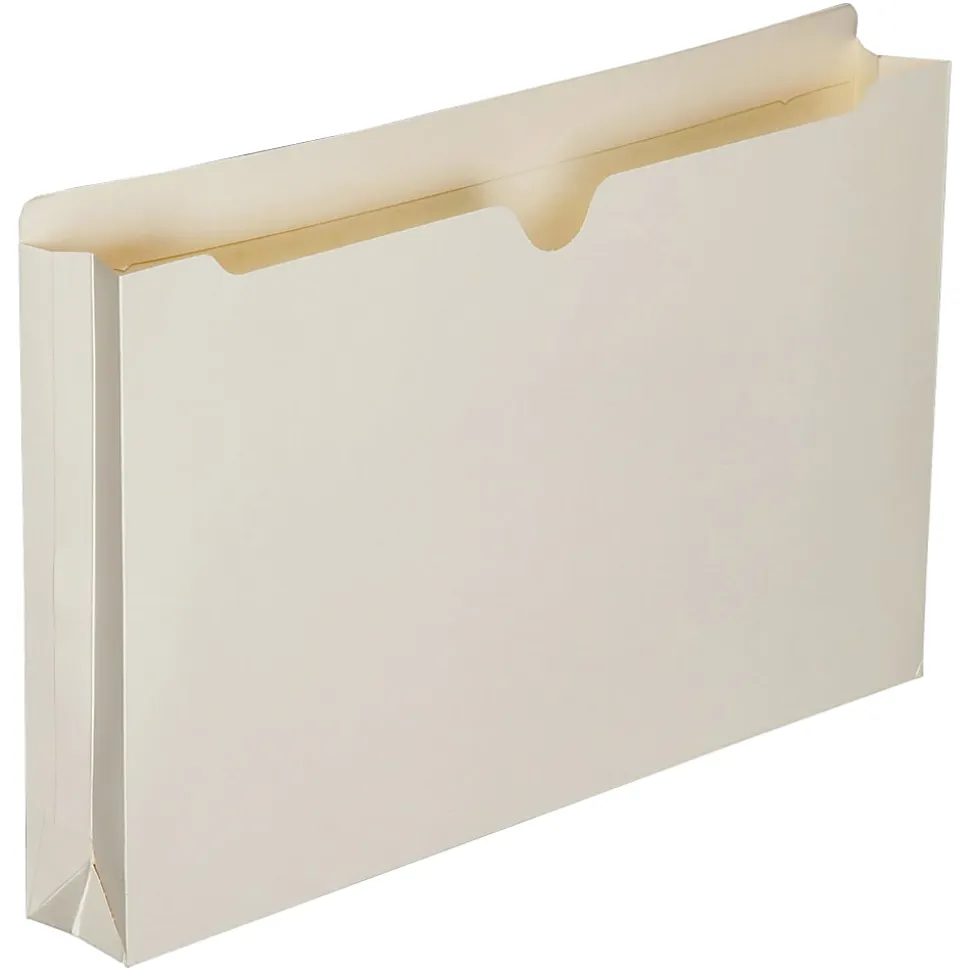 SKILCRAFT® Manila Double-Ply Tab Expanding File Jackets, 2" Expansion, Legal Size Paper, 8 1/2" x 14", 30% Recycled, Box Of 50