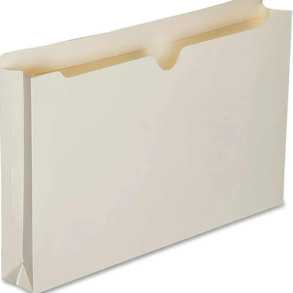 SKILCRAFT® Manila Double-Ply Tab Expanding File Jackets, 2" Expansion, Legal Size Paper, 8 1/2" x 14", 30% Recycled, Box Of 50
