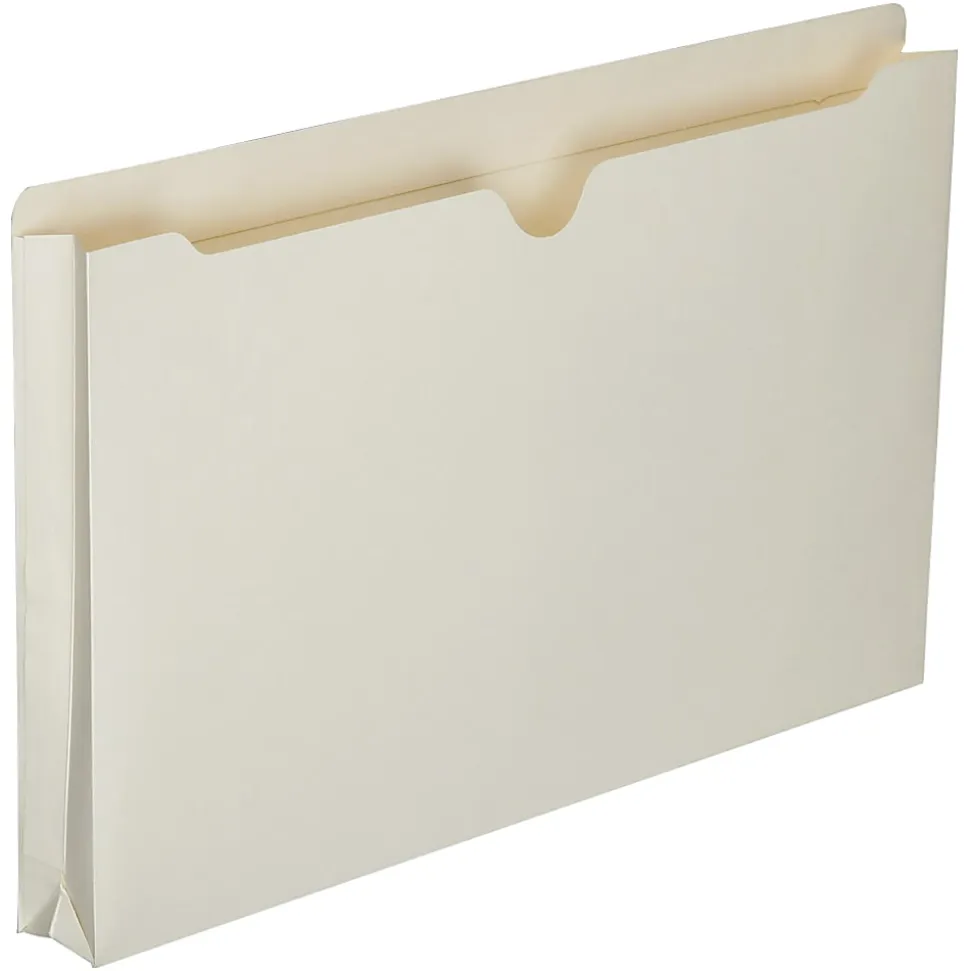 SKILCRAFT® Manila Double-Ply Tab Expanding File Jackets, 1 1/2" Expansion, Legal Size Paper, 8 1/2" x 14", 30% Recycled, Box Of 50