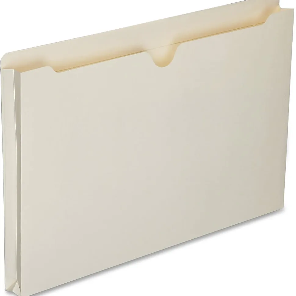 SKILCRAFT® Manila Double-Ply Tab Expanding File Jackets, 1" Expansion, Legal Size Paper, 8 1/2" x 14", 30% Recycled, Box Of 50