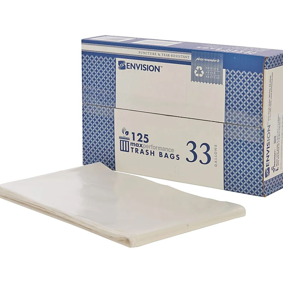 Skilcraft® Maximum Performance Can Liners, 33" x 39", Clear, Box Of 125