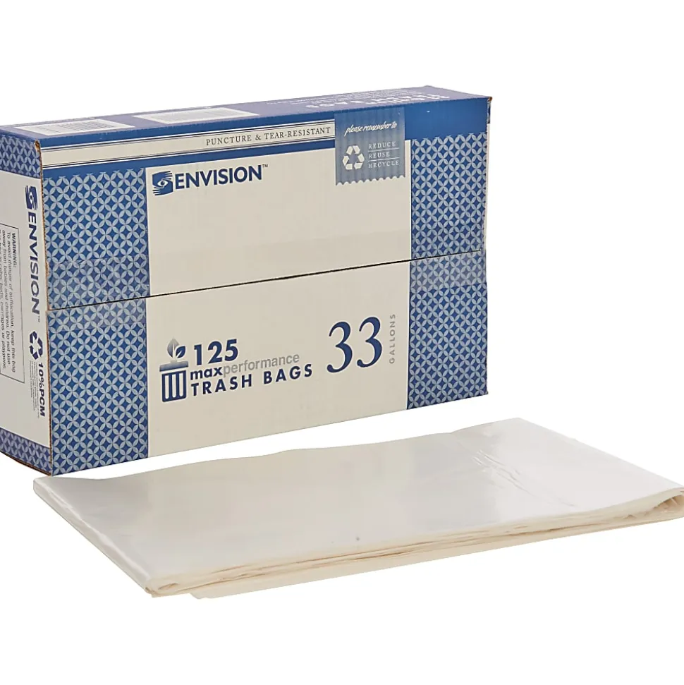 Skilcraft® Maximum Performance Can Liners, 33" x 39", Clear, Box Of 125