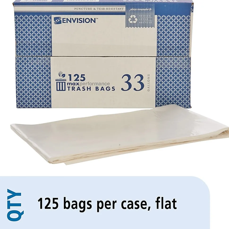 Skilcraft® Maximum Performance Can Liners, 33" x 39", Clear, Box Of 125