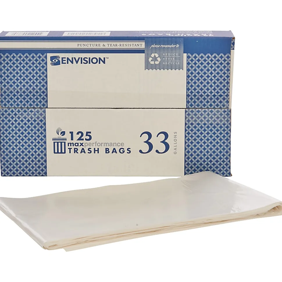 Skilcraft® Maximum Performance Can Liners, 33" x 39", Clear, Box Of 125