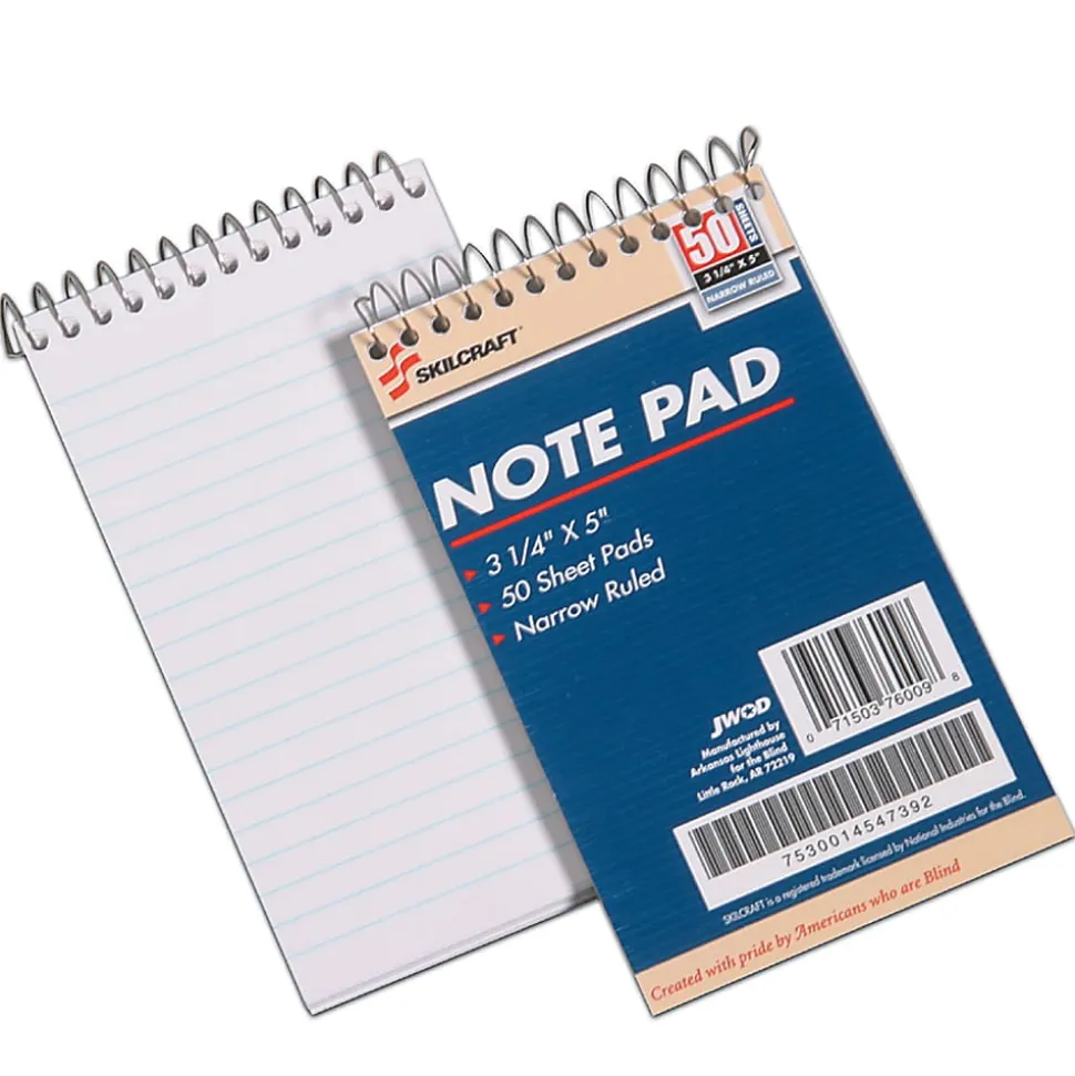SKILCRAFT Mini Memo Pads, 3 1/4" x 5 1/2", White, Pack Of 12 (AbilityOne 7530-01-454-7392)