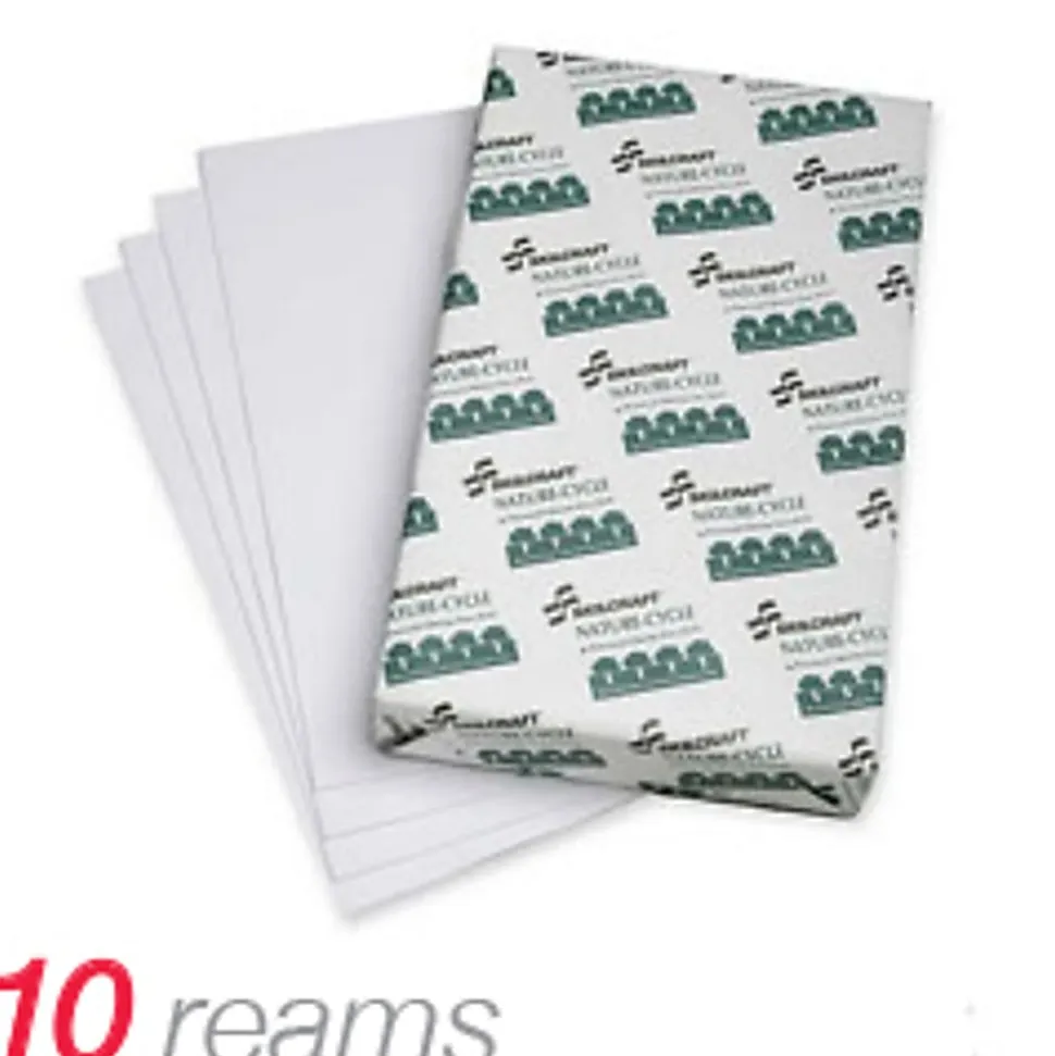 SKILCRAFT® Nature-Cycle Chlorine-Free Copy Paper, 10 Reams, White, Legal (8.5"x14"), 5000 Sheets Per Case, 14 Lb (AbilityOne 7530-01-539-9835)