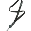 SKILCRAFT® Neck Lanyard With Retractable ID Card Reel, Black, Pack Of 12 (AbilityOne 8455-01-613-0199)