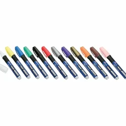 SKILCRAFT® Oil-Based Paint Markers, Fiber Bullet Point, Assorted Colors, Pack Of 12 (AbilityOne 7520-01-207-4168)