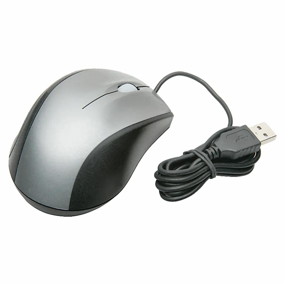 SKILCRAFT® Optical Ergonomic Mouse, Black/Silver (AbilityOne 7025-01-618-4138 )