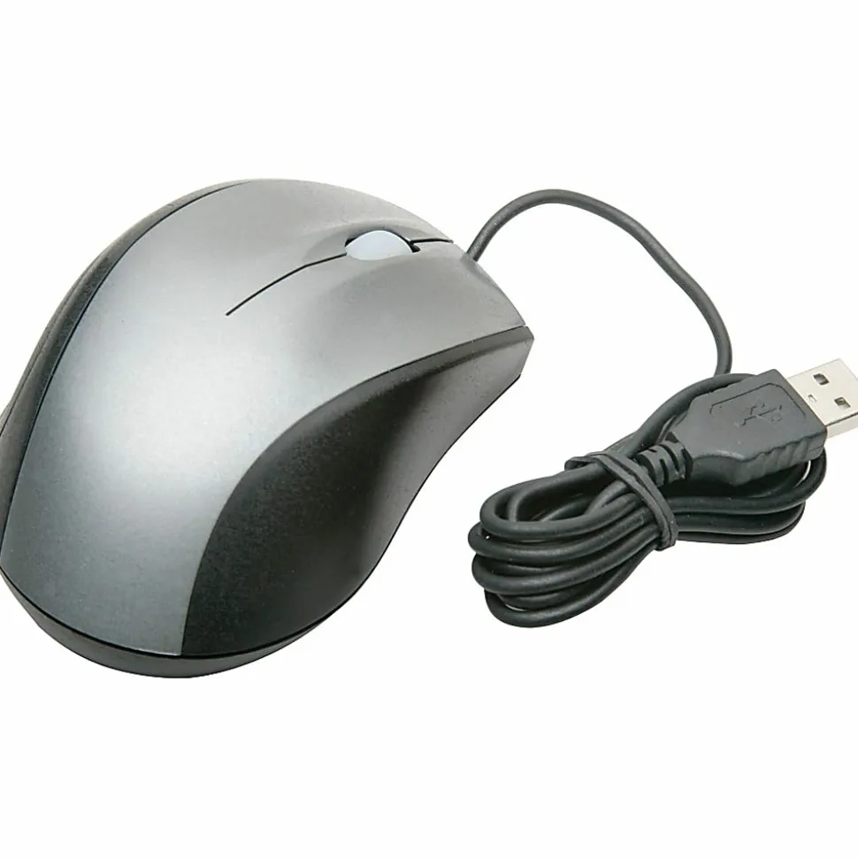 SKILCRAFT® Optical Ergonomic Mouse, Black/Silver (AbilityOne 7025-01-618-4138 )