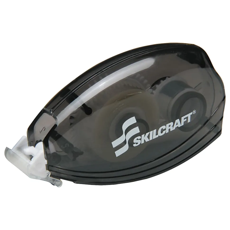 SKILCRAFT® Permanent-Adhesive Double-Sided Tape With Dispenser, 0.33" x 393", Translucent Black (AbilityOne 7510-01-596-4255)