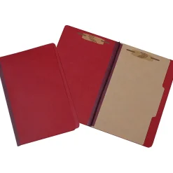 SKILCRAFT Pressboard Classification Folder, 4-Part, Legal Size, Red (AbilityOne), Pack Of 10