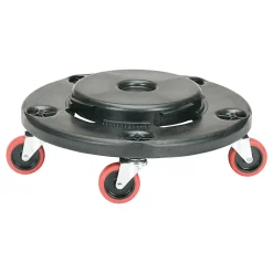 SKILCRAFT® Quiet 5-Wheel Trash Can Dolly, 6" x 17-3/4", Black/Red