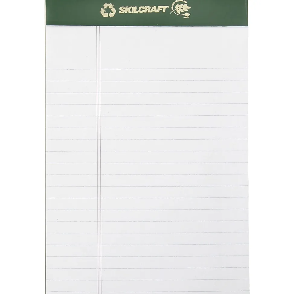 SKILCRAFT 80% Recycled Chlorine-Free Writing Pads, Junior Size, 5" x 8", 25 Sheets, Pack Of 12 (AbilityOne 7530-01-516-9629)