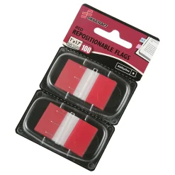 SKILCRAFT® 70% Recycled Color Self-Stick Flags, 1" x 1 3/4", Red, 50 Flags Per Pad, Pack Of 2 (AbilityOne 7510-01-315-2019)