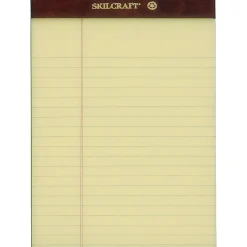 SKILCRAFT® 30% Recycled Perforated Writing Pads, 5" x 8", Yellow, Legal Ruled, Pack Of 12 (AbilityOne 7530-01-356-6726)
