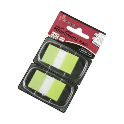 SKILCRAFT® 70% Recycled Self-Stick Marker Flags,1" x 1 3/4", Bright Green, 50 Flags Per Pad, Pack Of 2 (AbilityOne 7510-01-399-1152)