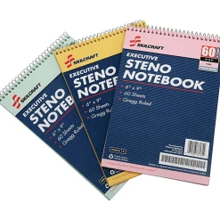 SKILCRAFT 50% Recycled Steno Notebooks, 6" x 9", Gregg Ruled, 60 Pages (30 Sheets), White/Blue, Pack Of 3 (AbilityOne 7530-01-454-5702)