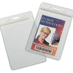 SKILCRAFT® Resealable Badge Holders, 3-3/4"H x 2-5/8"W, Clear, Box Of 25