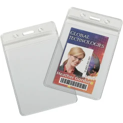 SKILCRAFT® Resealable Badge Holders, 3-3/4"H x 2-5/8"W, Clear, Box Of 25