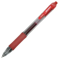 SKILCRAFT® Retractable Gel Pens, Medium Point, 0.7 mm, Clear/Red Barrel, Red Ink, Pack Of 12 Pens
