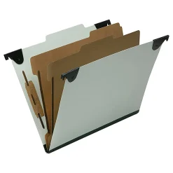SKILCRAFT® 6-Section 2/5 ROC Tab Hanging Folders, 1" Folder Capacity, Letter Size (8 1/2" x 11"), 30% Recycled, Light Green, Box Of 10