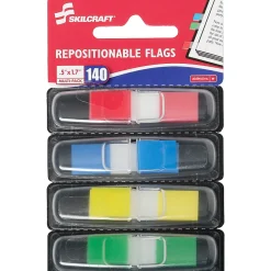 SKILCRAFTĀ® Self-Adhesive Repositionable Color Flags, 1/2" x 1 3/4", Assorted Colors (AbilityOne 7510-01-620-0283)