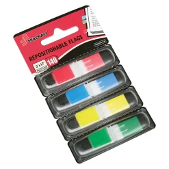 SKILCRAFT® Self-Adhesive Repositionable Color Flags, 1/2