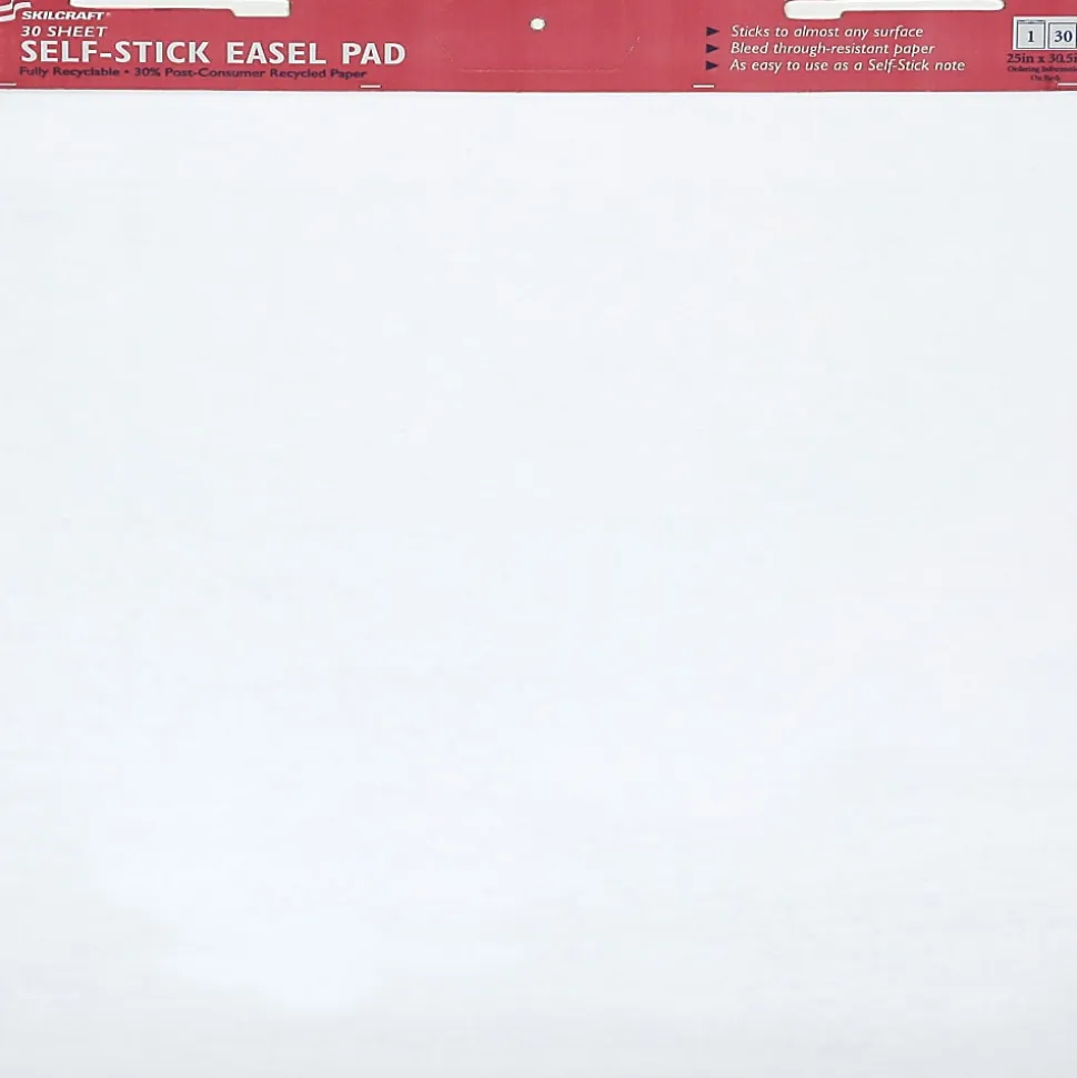 SKILCRAFT Self-Stick Easel Pads, 25" x 30", Pack Of 2 Pads, 30 Sheets Per Pad (AbilityOne 7530-01-393-0104)