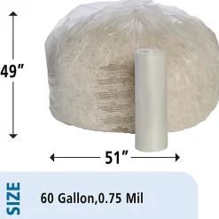 SKILCRAFT Shredder Bags, 49" x 51", 60 Gallons, Clear, 25 Bags Per Roll, Set of 2 Rolls, (AbilityOne 8105-01-557-4982)