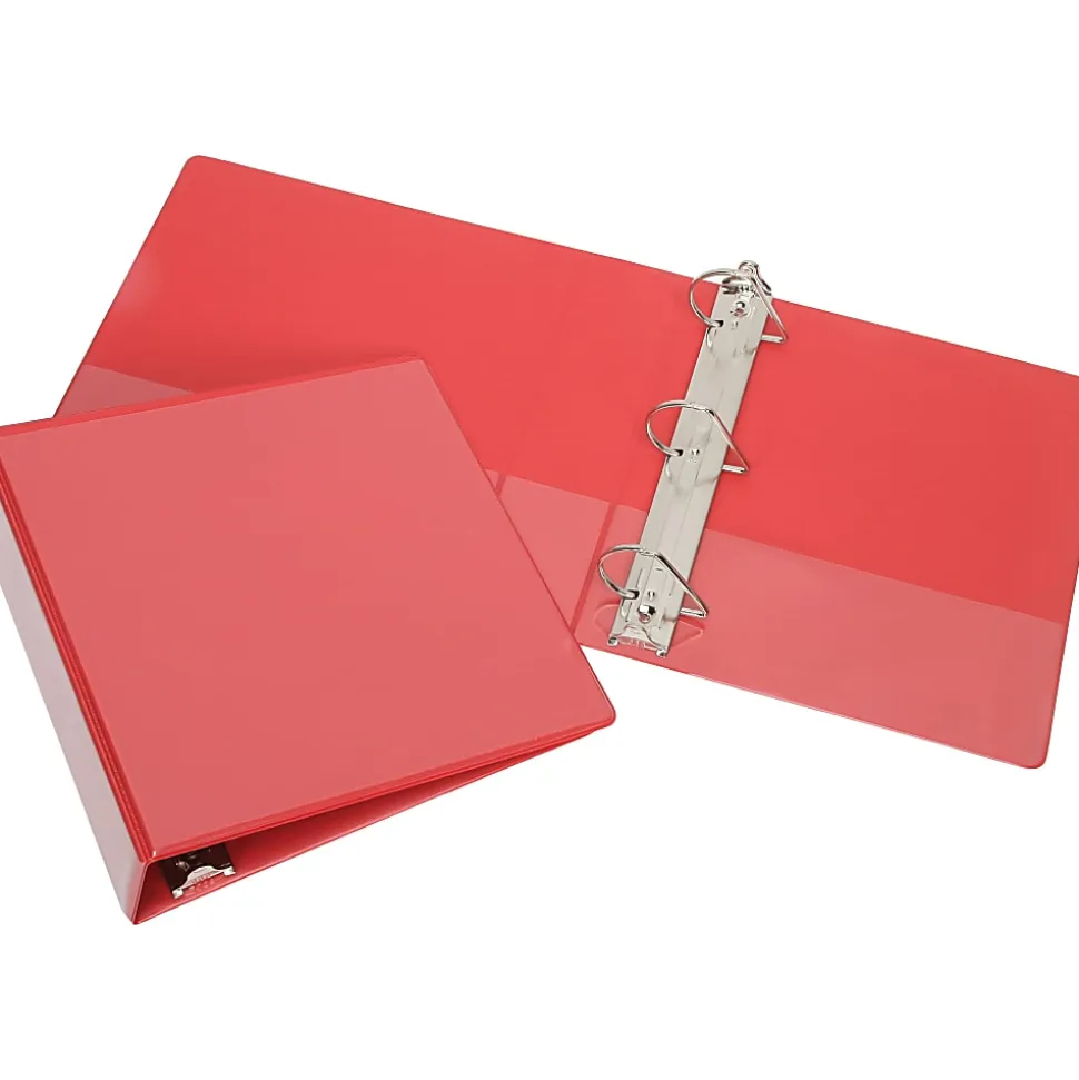 SKILCRAFT® Slant D-Ring View Binder, 1 1/2" Rings, 8 1/2" x 11", Red