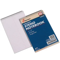 SKILCRAFT Steno Notebooks, 6" x 9", Gregg Ruled, 80 Pages (40 Sheets), White/Blue, Pack Of 12 (AbilityOne 7530-00-223-7939)