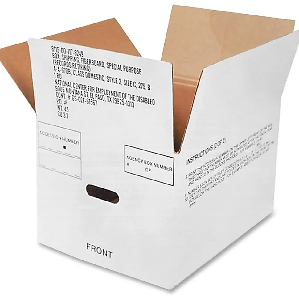 SKILCRAFT® Storage Boxes, 14 3/4" x 12" x 9 1/2", 40% Recycled, Case Of 25
