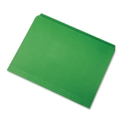 SKILCRAFT® Straight-Cut Color File Folders, Letter Size, 100% Recycled, Green, Box Of 100
